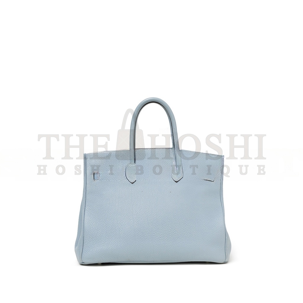 H**me5 BIRKIN 35 TOGO LEATHER LINEN BLUE SILVER BUCKLE BK35J7TGSS (35*28*18cm) Master Quality